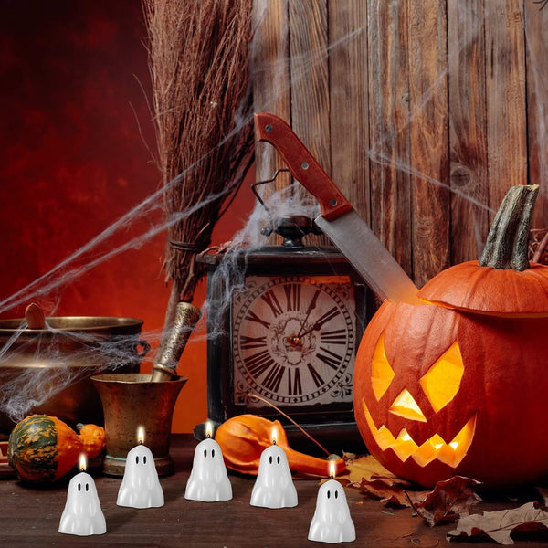 10 Pcs Halloween Ghost Candles White Soy Wax Home Table,Classic6