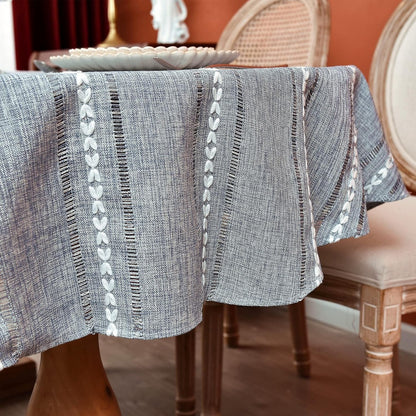 Rustic Oval Cotton Linen Tablecloths Embroidered Farmhouse Spring Table Cloths, Kitchen Dining Room Party Tablecloth Table Cover for Oval Tables 54 X 72 Inches5
