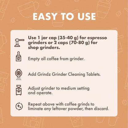 Grindz Professional Coffee Grinder Cleaning Tablets - 430 Grams - All Natural Food Safe Gluten Free - Cleans Burr and Casing - Help Extend Life of Your Grinder5