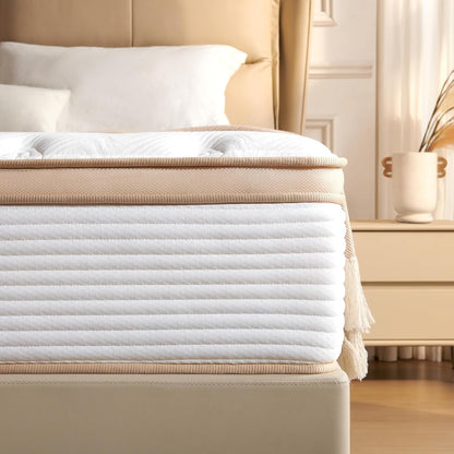 Full Size Mattress, 10 Inch Hybrid with Memory Foam & Individual Pocketed Springs Bed in a Box, Medium Firm, Support Coils & Breathable, Pressure Relief, Certipur-Us & Fiberglass Free, 75"X54"X10"5