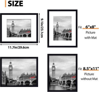 8.5X11 Picture Frame Set of 6 with Plastic Cover, PVC, Black3