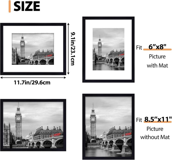 8.5X11 Picture Frame Set of 6 with Plastic Cover, PVC, Black3