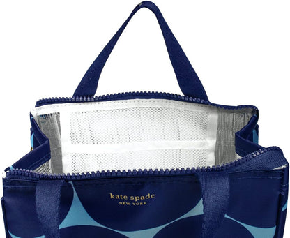 Kate Spade New York, Portable Soft Cooler Lunch Bag with Silver Insulated Interior Lining and Storage Pocket, Joy Dot2