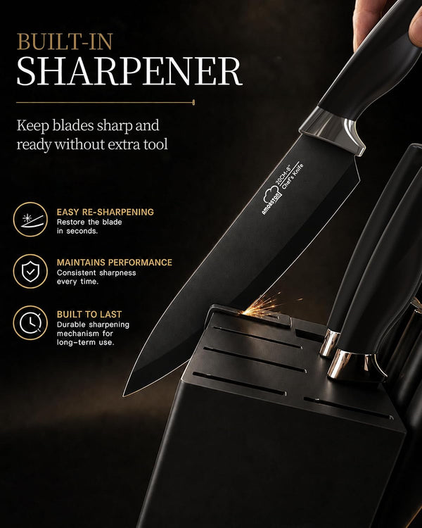 Knife Set 15 Piece Kitchen Knife Set with Block4