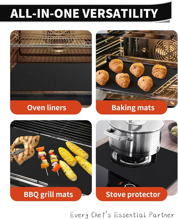 Oven Liners for Bottom of Oven - 2 Pack Large Heavy Duty Oven Mats, 17"X 25" Reusable Matt Liner for Electric, Gas, Toaster Ovens & Grills, BPA & PFOA Free, Kitchen Essentials, Black6