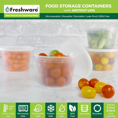 Food Storage Containers [50 Set] 16 Oz Plastic Deli Containers with Lids, Slime, Soup, Meal Prep Containers | BPA Free | Stackable | Leakproof | Microwave/Dishwasher/Freezer Safe2
