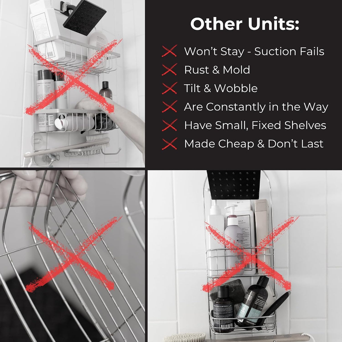 shower-caddy-adjustable-shelves-magnetic-hooks-black