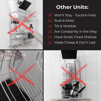 Shower Caddy, Adjustable Shelves, Magnetic Hooks, Black4