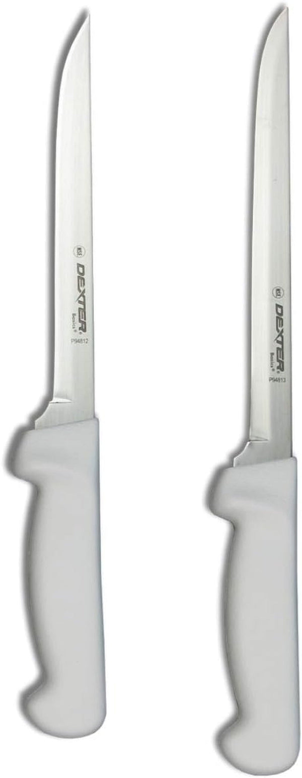 '-Russell 7" and 8" Fillet Knife W/Polypropylene White Handle,Boning Knife, Flexible Fillet Knives for Meat Fish Poultry Chicken,Bundle1