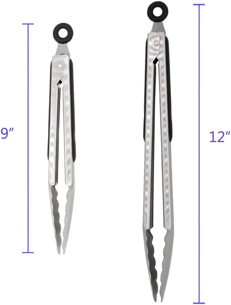 304-stainless-steel-kitchen-cooking-tongs-9-and-12-set-of-2-sturdy-grilling-barbeque-brushed-locking-food-tongs-with-ergonomic-grip-black