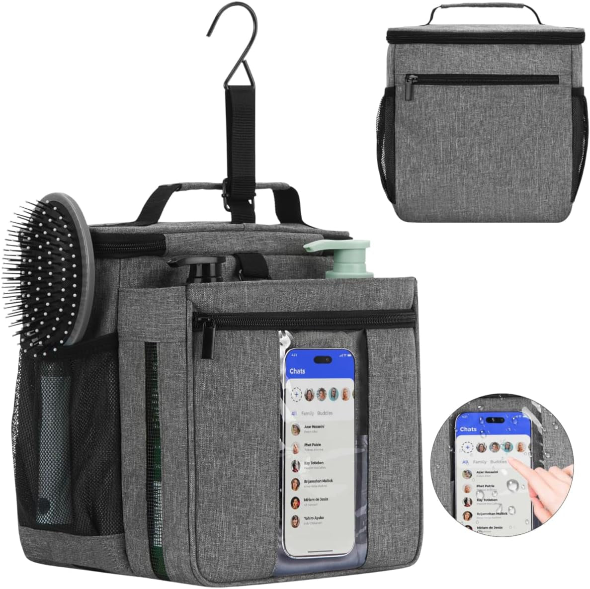 shower-caddy-portable-quick-dry-mesh-dorm-shower-bag-men-women-2-compartment-college-dorm-room-essentials-for-guys-girls-hanging-shower-organizer-for-camping-gym-gray