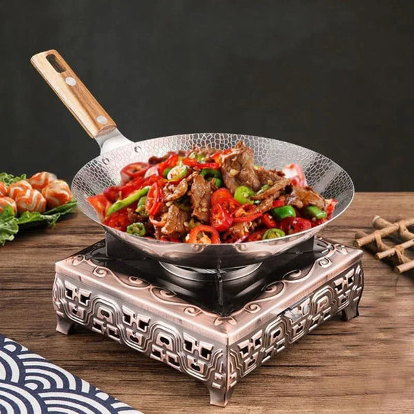 Wok with Handle Stainless Steel Frying Pan for Stir-Fry Deep Base Kitchen Cookware for Home Use 14.56 X 10.23 X 2.36 in 1 Pack5