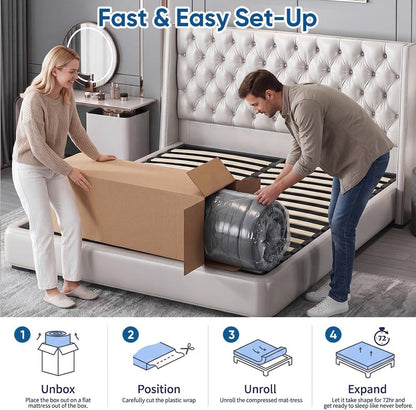 King Size Hybrid Mattress 12 Inch, Memory Foam and Pocketed Innerspring Hybrid Mattress, Medium for Back Pain Relief & Side Sleepers, Low Motion Transfer, Fiberglass-Free8