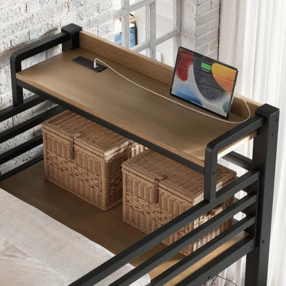 Twin Triple Bunk Bed for 3 with Storage Stair and Drawers, Black6