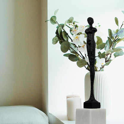 Giacometti Style Standing Man & Woman Abstract Armless Sculpture – Handcrafted Metal Art Statue with Marble Base – Modern Home Decor & Collector’S Gift (18.5" Female Bronze)4