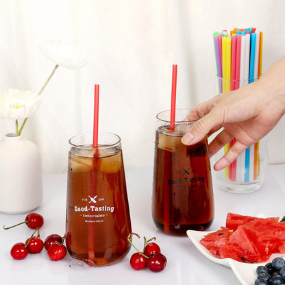 500 Pcs Colorful Disposable Drinking Plastic Straws.(0.23'' Diameter and 8.26" Long)-8 Colors | 0.23" Diameter X 8.26" Long, for Parties, Events, Daily Use4
