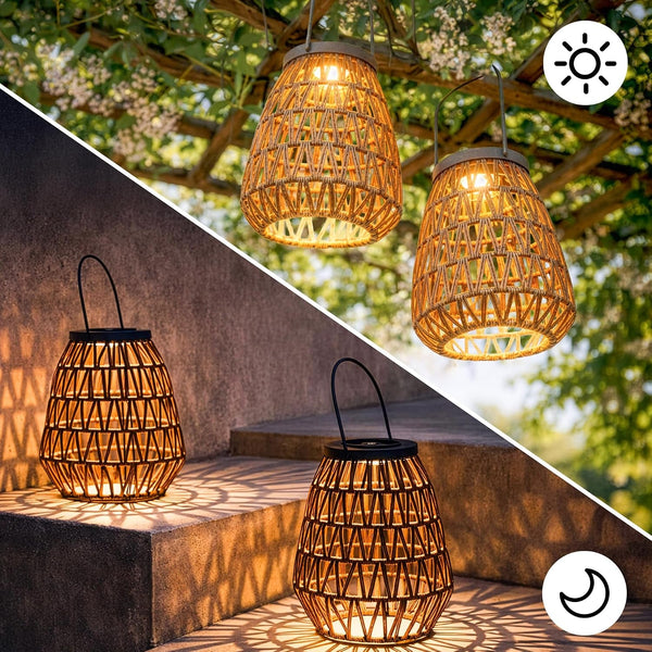 Fusion 2-Pack Cordless Outdoor Woven Solar Lanterns6