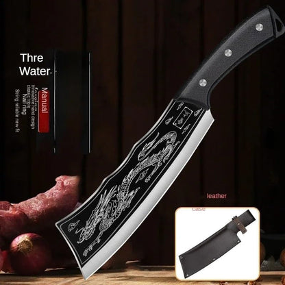 Meat Cleaver, 8 Inch Hand Forged Kitchen Knife Household Chopping Knife Ultra-Sharp Chopping Bone with Sheath4