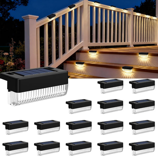 Solar Deck Lights Outdoor, Solar Step Lights Waterproof, 16 Pack Warm White1