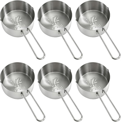 6 Pcs 1/2 Cup (125Ml) Stainless Steel Measuring Scoops, Metal Measuring Cups with Handle for Dog Food, Coffee, Baking, Cooking, Dishwasher Safe1
