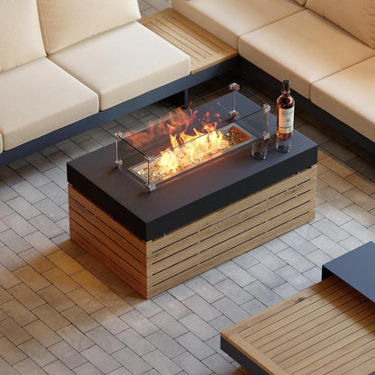 39" Smokeless Fire Pit with Glass Wind Guard for Outdoor Patio3