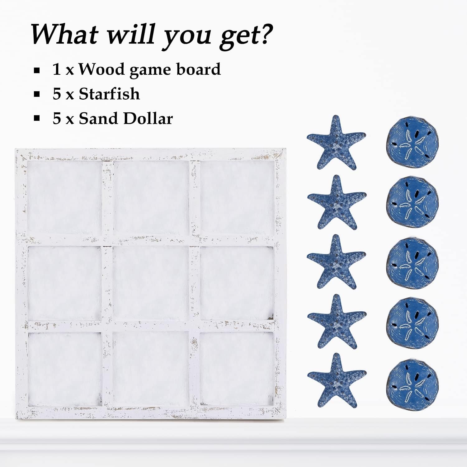 beach-decor-tic-tac-toe-5-sand-dollars-5-starfish-pieces-wood-board-travel-game-for-coastal-house-coffee-table-decor-blue