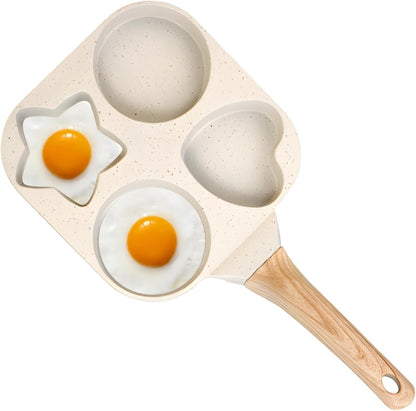 Non Stick Egg Frying Pans 4 Holes Shapes, Egg Frying Pan Nonstick, Heart Star Shapes Breakfast Pan, Quick Heating, Easy to Clean, Ideal Use for Breakfast1