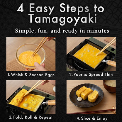 Tamagoyaki Carbon Steel Pan | Made in Japan | Nonstick, Even-Heating, 30% Lighter Design | Japanese Egg Pan with Detachable Wooden Handle | for Bento, Breakfast & Everyday Cooking7