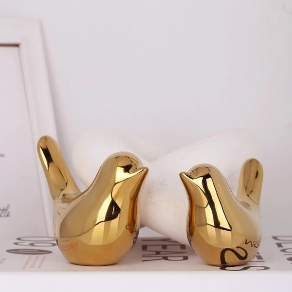 2 Pcs Gold Decor Accents,Small Animal Statues,Modern Home Decorative, Birds Sculpture, Ornaments for Shelf, Bookshelf, Coffee Table,Knick Knacks Home Decor for Shelves(Gold Bird)4