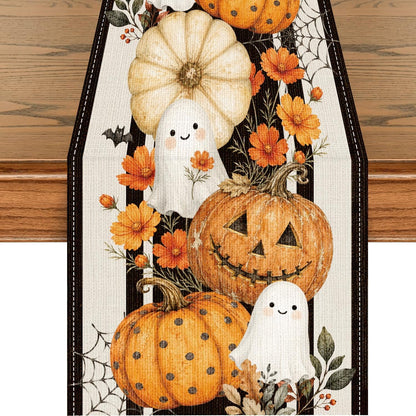 Halloween Spider Web Pumpkin Ghost Table Runner Party Decorations1