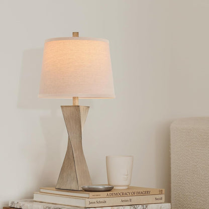 Bedside Lamps Set of 2 Unique Modern Vintage Table Lamp Rustic Farmhouse Desk Lamps for Living Room End Tables Bulb Not Included, Linen Shade, 26.5 In,Grey5