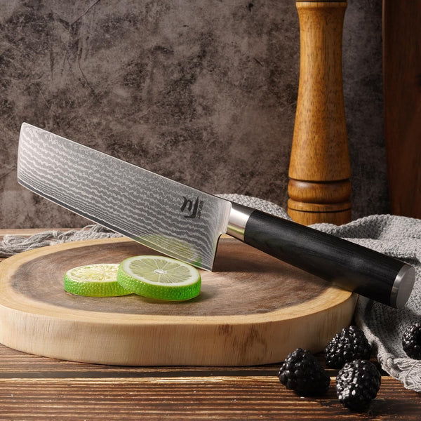 Nakiri Knife VG-10 Damascus Steel 67-Layer Japanese Vegetable Cleaver, Ultra Sharp 602 HRC Kitchen Knife with Black Pakka Wood Handle, Professional Chef Knife for Vegetables & Food Prep4