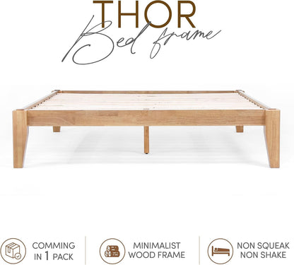 Thor Premium Solid Wood Bed Frame King, Japanese Joinery Bed Frame with Wood Slat Support, Platform Bed, No Box Spring Needed, Easy Assembly, Minimalist & Modern Style (Light Oak)6