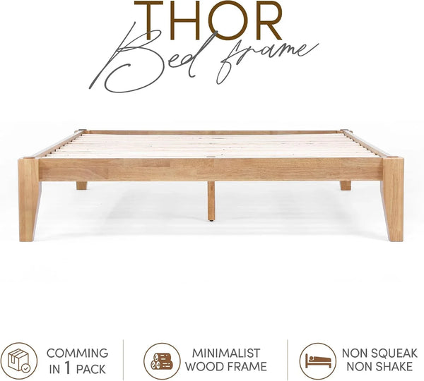 Thor Premium Solid Wood Bed Frame King, Japanese Joinery Bed Frame with Wood Slat Support, Platform Bed, No Box Spring Needed, Easy Assembly, Minimalist & Modern Style (Light Oak)6