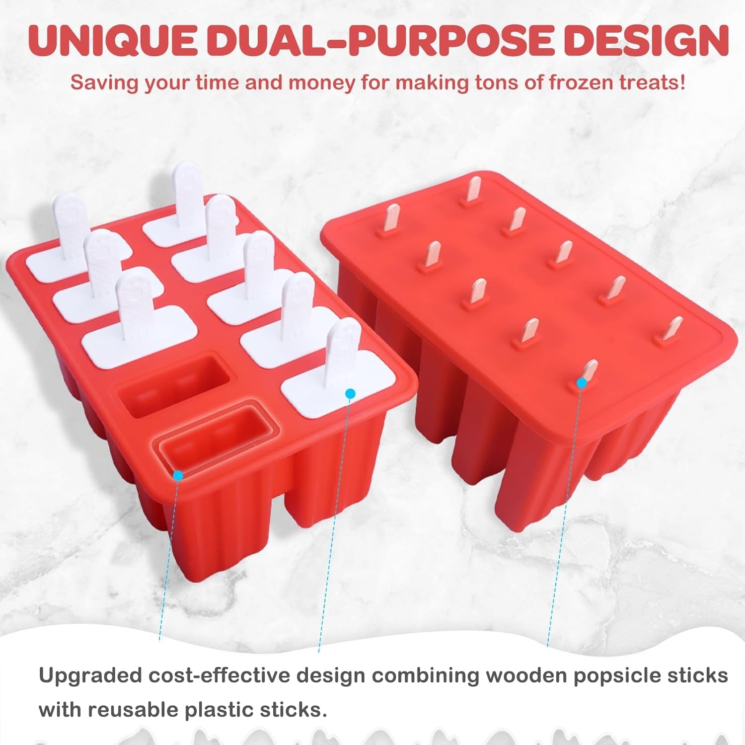 10-cav-popsicle-molds-silicone-ice-pop-mold-for-diy-frozen-treats-with-10-reusable-sticks-50-wooden-sticks-50-storage-bags-funnel-brush-recipe-make-healthy-pops-smoothies-juice