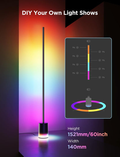 Govee Floor Lamp 2, RGBIC Smart Floor Lamp for Living Room, Bedroom | 1725Lm, Warm Cool White LED, 2200K-6500K, Compatible with Smartthings, Matter, Alexa, Music Sync, Scene Modes, Black(1 Pack)7