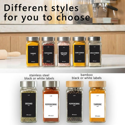 Glass Spice Jars with Label 24X4Oz - Spice Containers +280 Labels10