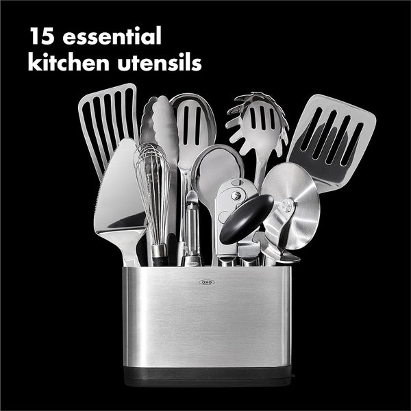 OXO Steel Piece Utensil Set, 15 PC, Stainless Steel4