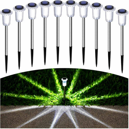 10 Pack Solar Pathway Lights Outdoor Waterproof, Cool White LED8