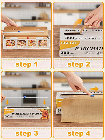 Parchment Paper Roll for Baking, 13 in X 278 Ft, 300 Sq.Ft | Unbleached Non-Stick Baking Paper with Slide Cutter, Heavy-Duty & Extra Long, Oven Safe, for Cooking, Grilling, Frying8