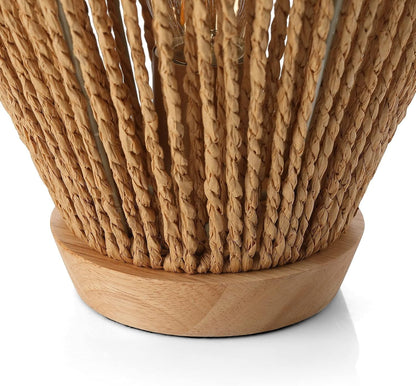Boho Table Lamps for Bedroom & Living Room - Small Natural Woven Basket Lanterns with Paper String Shades5