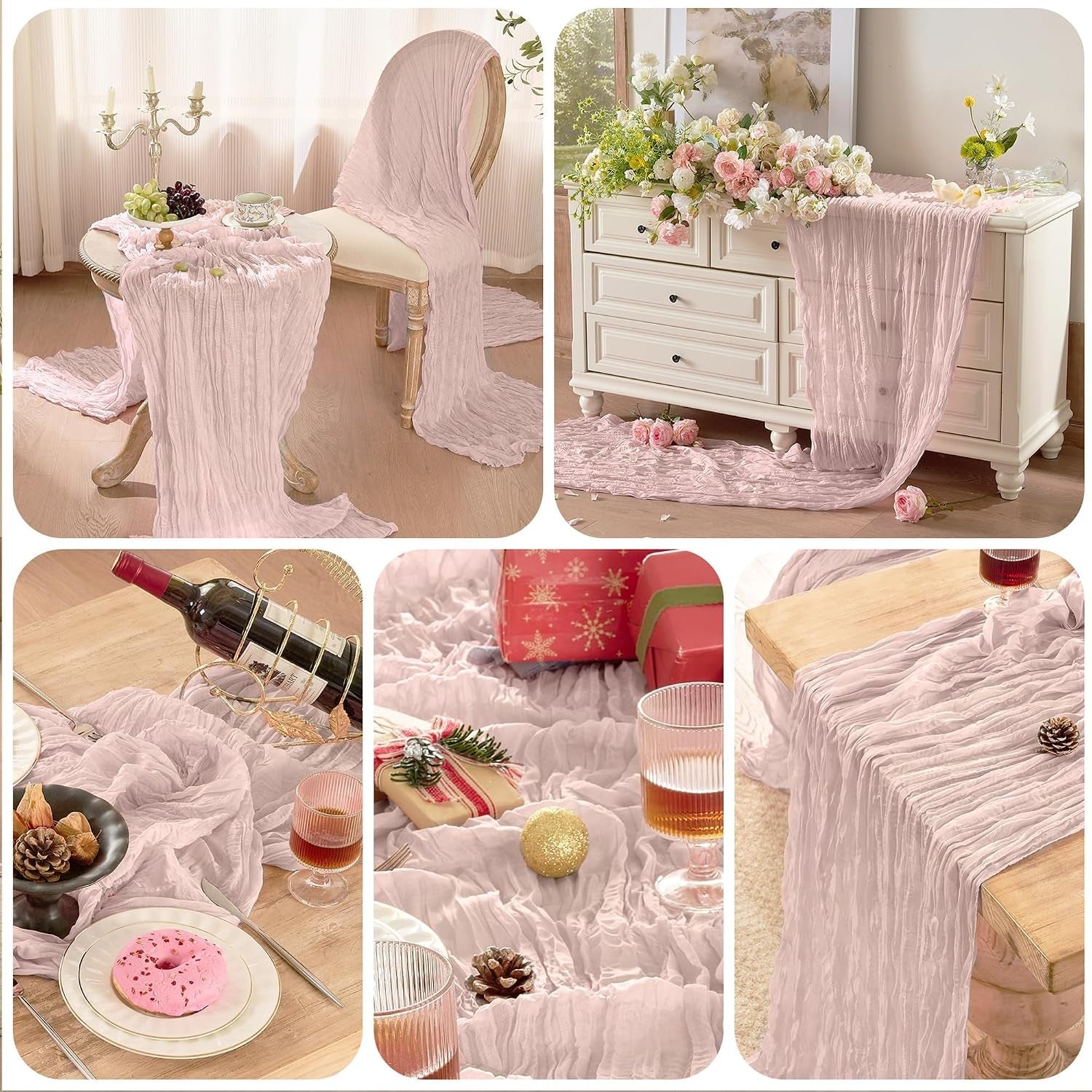 6-pack-dusty-pink-cheesecloth-table-runners-boho-gauze-home-decor