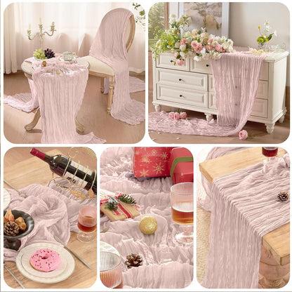 6 Pack Dusty Pink Cheesecloth Table Runners Boho Gauze Home Decor9