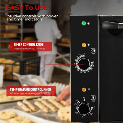 Commercial Convection Oven 2500W with 122-572°F Control | 3-Tier Toaster Oven, 50 Qt Large Capacity Electric Oven for Restaurant/Cafe/Pizza Shop/Food Industry, Black2