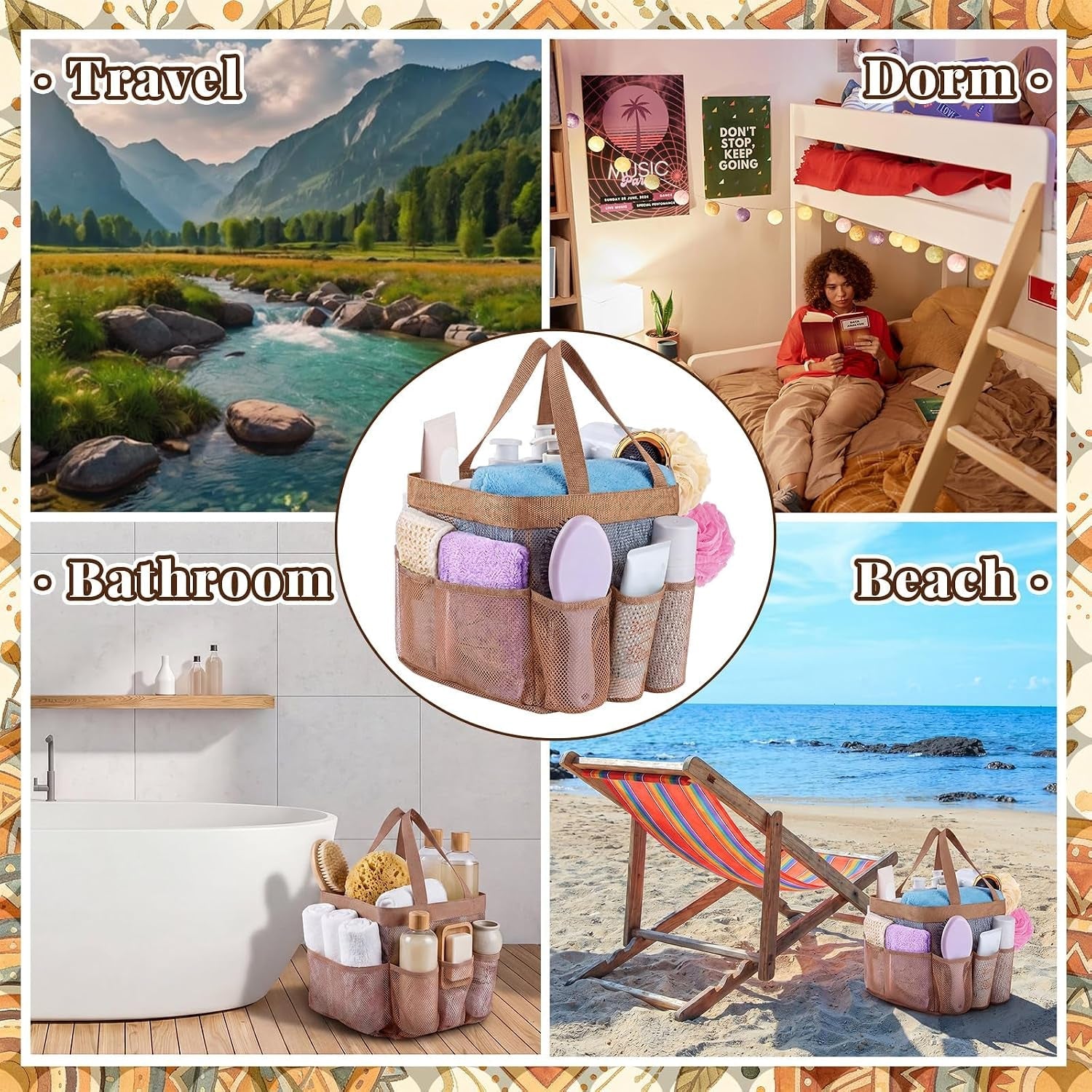 mesh-shower-caddy-for-college-dorm-double-handles-ochre