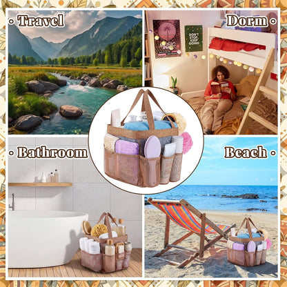 Mesh Shower Caddy for College Dorm, Double Handles, Ochre5