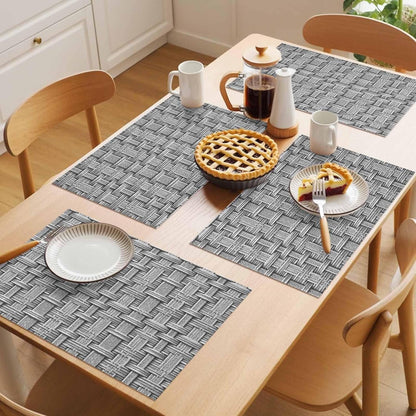 Woven Basket Placemats Set of 6 Rustic Minimalist Slate Gray Textured Weave Lattice 13X19 Inch Washable Non Slip Linen Table Mats, Placemats for Dining Table Party Kitchen Decor5