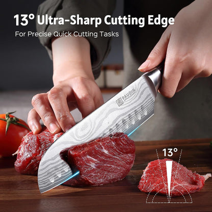 Santoku Knife Chef Knife, Ultra Sharp 7" Kitchen Knife for Cooking6