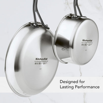 Kitchenaid 5-Ply Clad Stainless Steel Cookware Induction Pots and Pans Set, 10-Piece, Polished Stainless Steel5