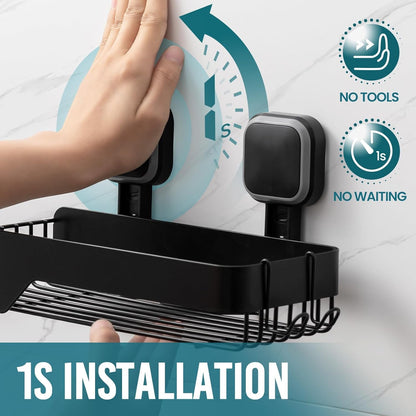 Shower Caddy Suction Cup Rustproof Metal Shower Shelves Black 2Pack2